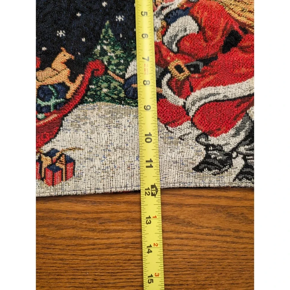 2 Reversible Christmas Placemats Tapestry Santa & Ornaments 17.5